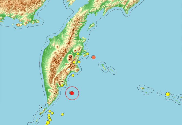 Землетрясение магнитудой 5,4 произошло у побережья Камчатки. 