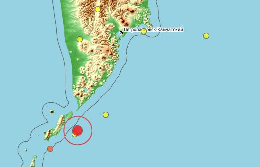 Землетрясение магнитудой 6,4 произошло возле Камчатки. 