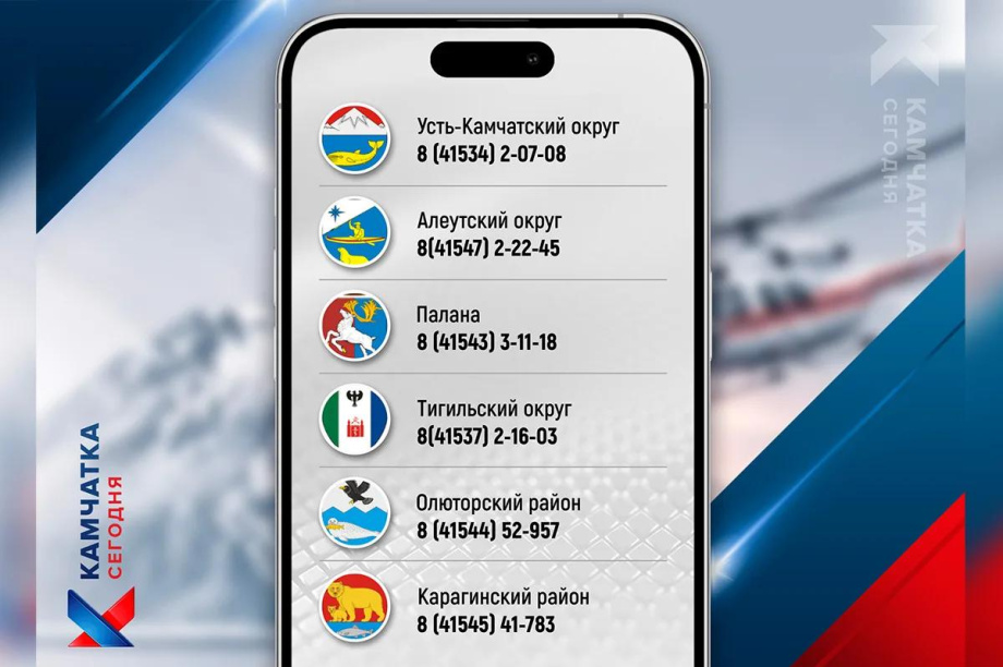 На время отключения интернета на Камчатке публиуем дежурные номера ЕДДС всех районов. . Фотография 3