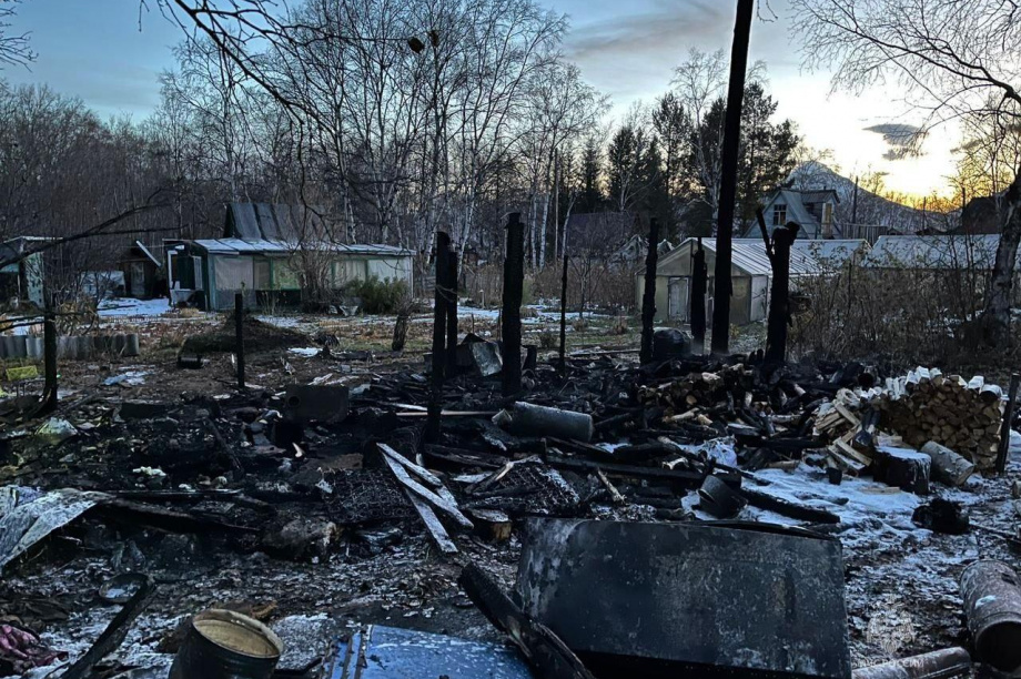 Пенсионер серьезно пострадал в ночном пожаре на дачном участке в Елизовском районе. фото: ЦОД