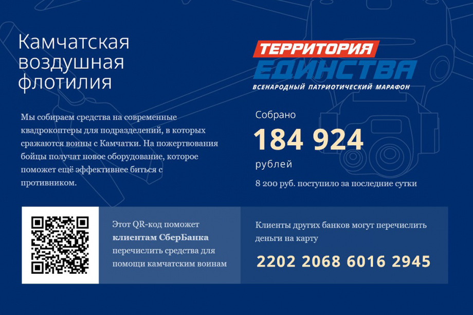Больше 180 тысяч рублей жители Камчатки собрали на дроны для участников спецоперации. Фото: ИА «Камчатка»  . Фотография 1