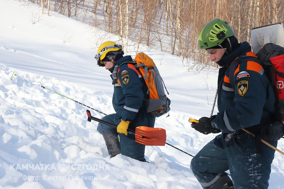 Тренировка по поиску людей в лавинах на Камчатке. Фоторепортаж. Фото: Виктор Гуменюк/ИА "Камчатка". Фотография 57