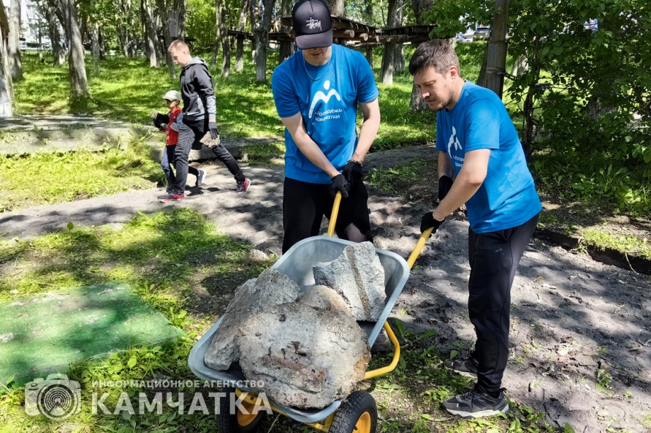 Молодежный субботник прошел в детском парке Петропавловска. фото: ИА "Камчатка". Фотография 17