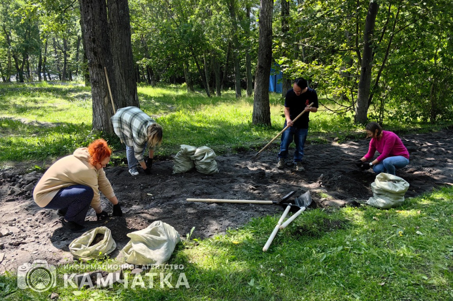 Молодежный субботник прошел в детском парке Петропавловска. фото: ИА "Камчатка". Фотография 5