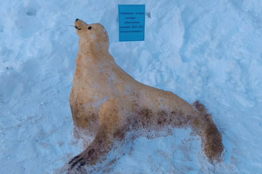 Жители Камчатки создали снежные скульптуры обитателей  местных заповедников. Фото: пресс-служба Кроноцкого заповедника. Фотография 9