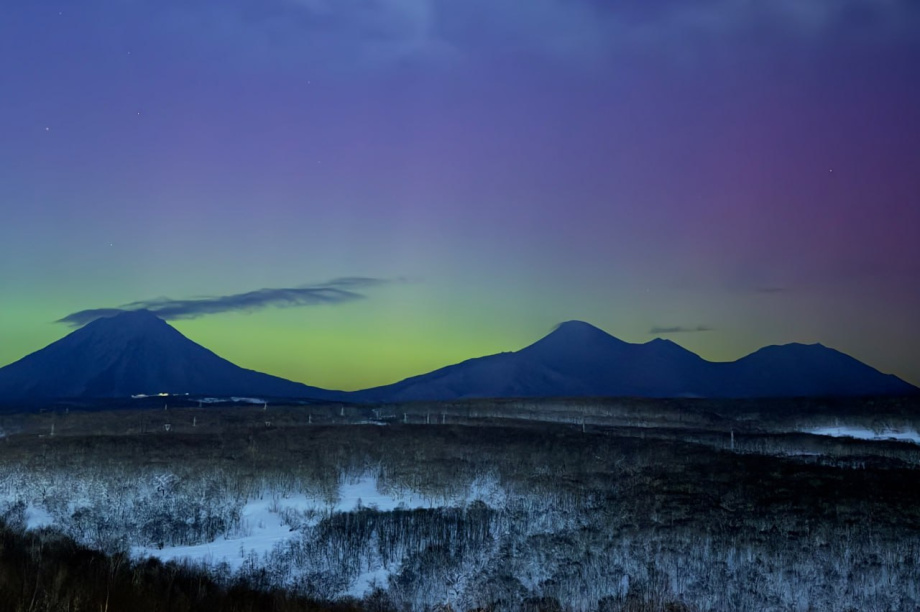 Северное сияние зафиксировано в Петропавловске-Камчатском. . Фотография 1