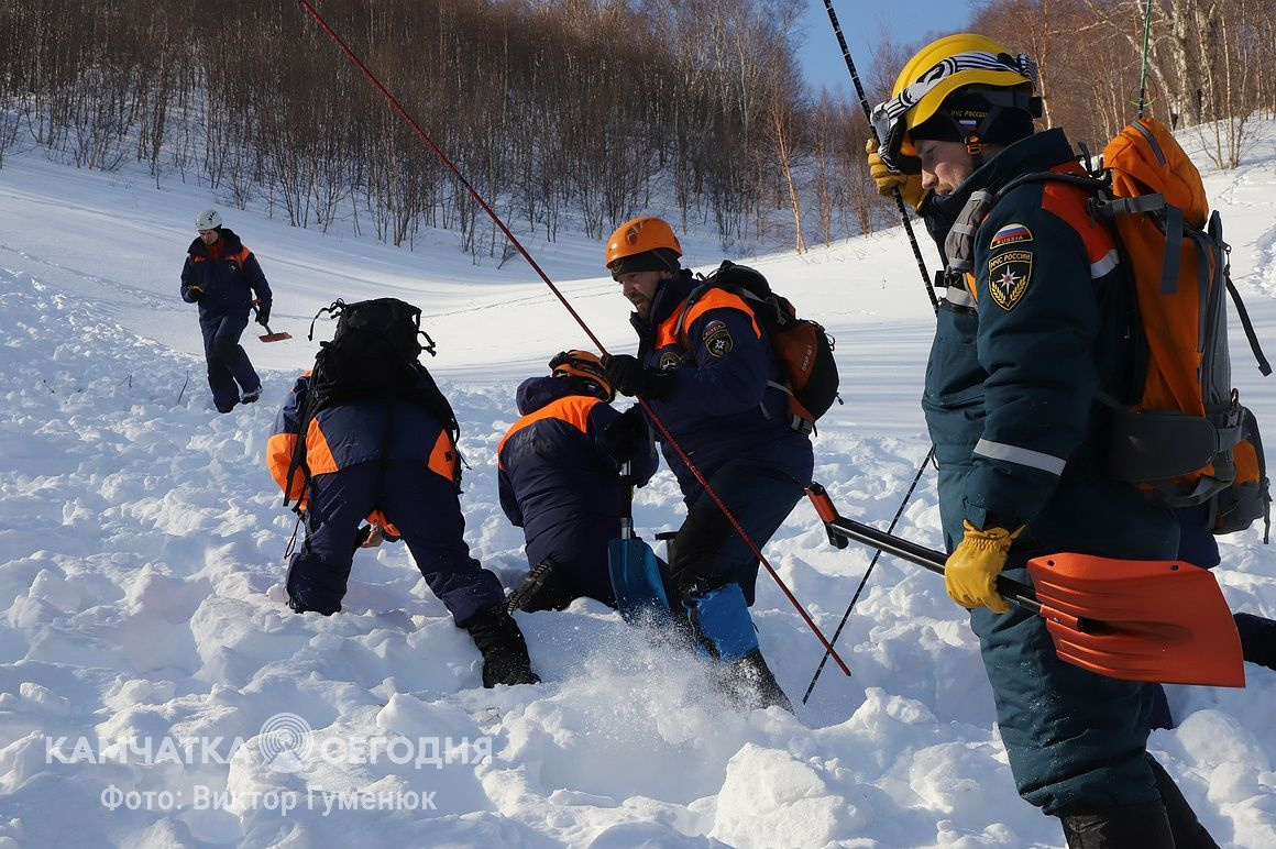 Тренировка по поиску людей в лавинах на Камчатке. Фоторепортаж. Фото: Виктор Гуменюк/ИА "Камчатка". Фотография 58