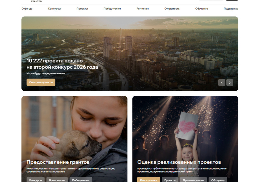 Камчатцы могут оценить социальные проекты . Скрин со страницы сайта ФПГ