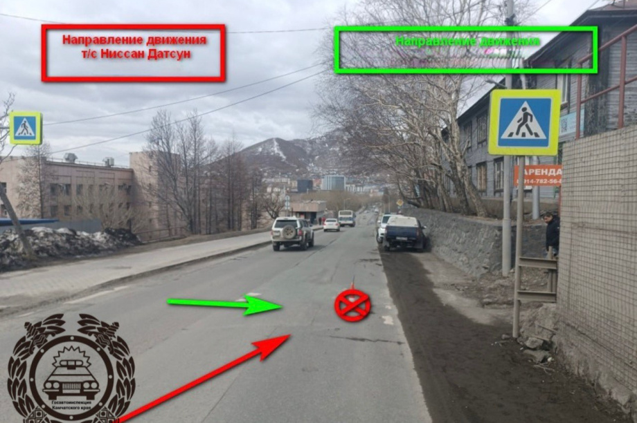 На Камчатке автомобиль без тормозов сбил пешехода. Фото: Госавтоинспекция Камчатсокго края. Фотография 2
