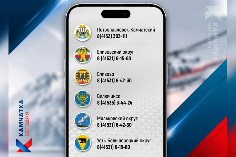 На время отключения интернета на Камчатке публиуем дежурные номера ЕДДС всех районов. . Фотография 2