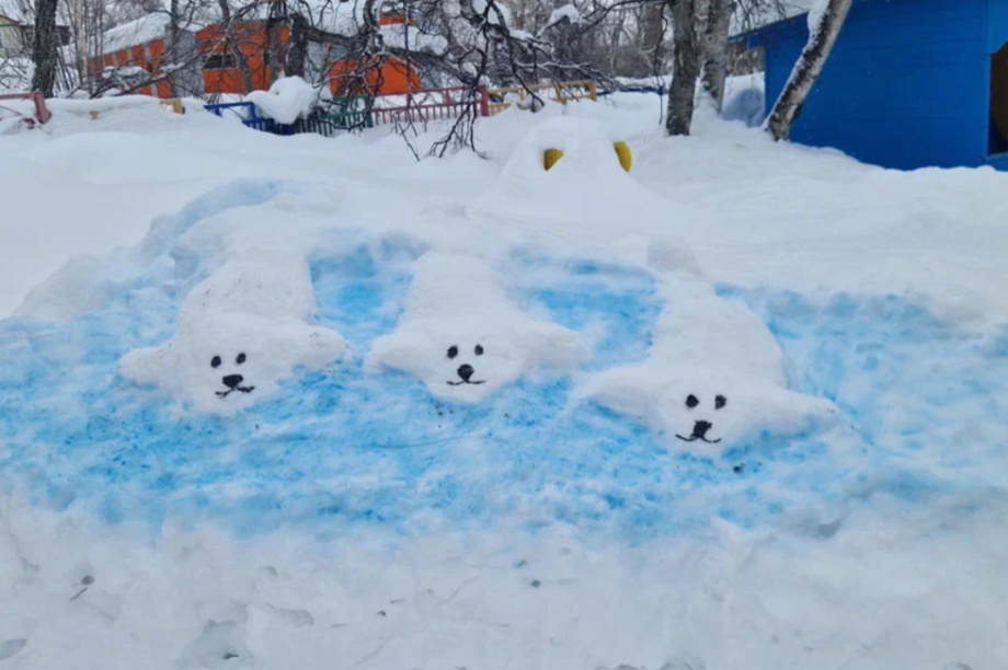 Жители Камчатки создали снежные скульптуры обитателей  местных заповедников. Фото: пресс-служба Кроноцкого заповедника. Фотография 11