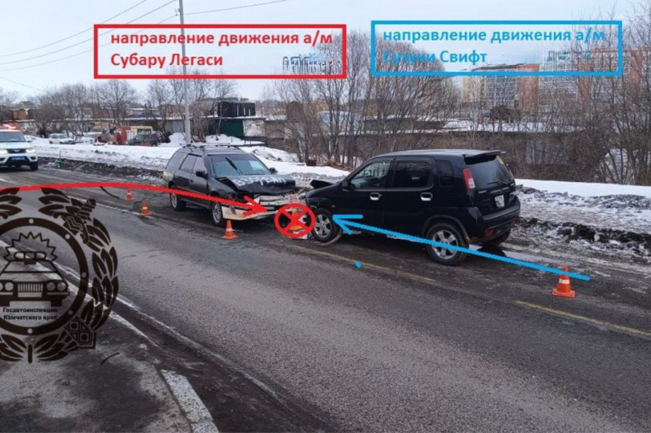 В лобовом столкновении в столице Камчатки пострадал 19-летний водитель. Фото: Госавтоинспекция Камчатского края