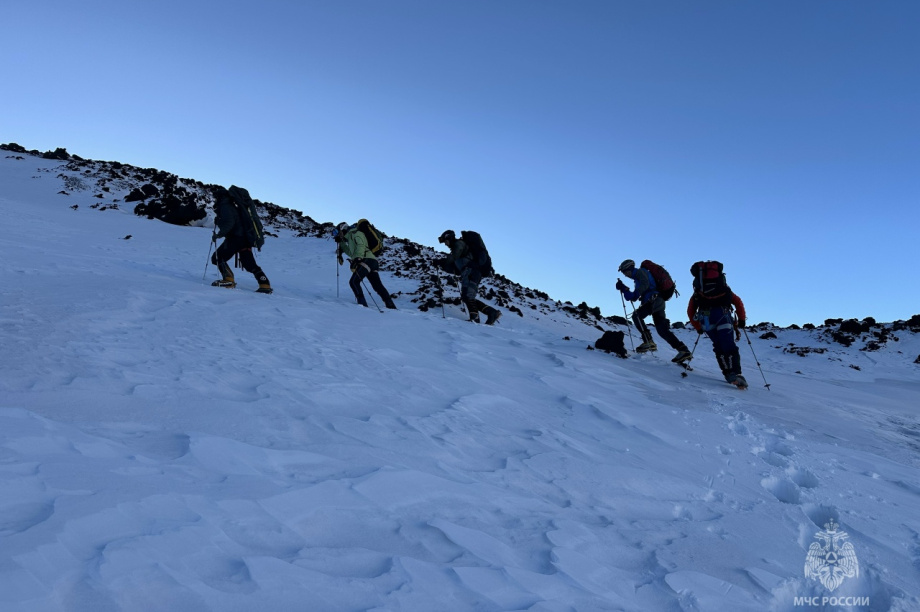Спасатели МЧС водрузили флаг на вершине Ключевской Сопки на Камчатке. Фото: ГУ МЧС России по Камчатскому краю. Фотография 15