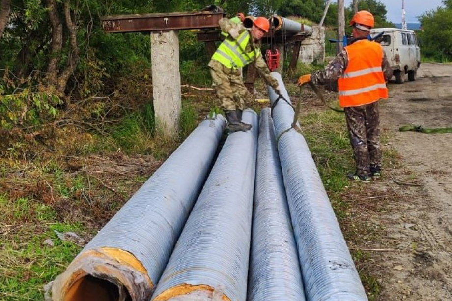 В посёлке Палана на севере Камчатки завершены масштабные работы по замене трубопроводов. . Фотография 1