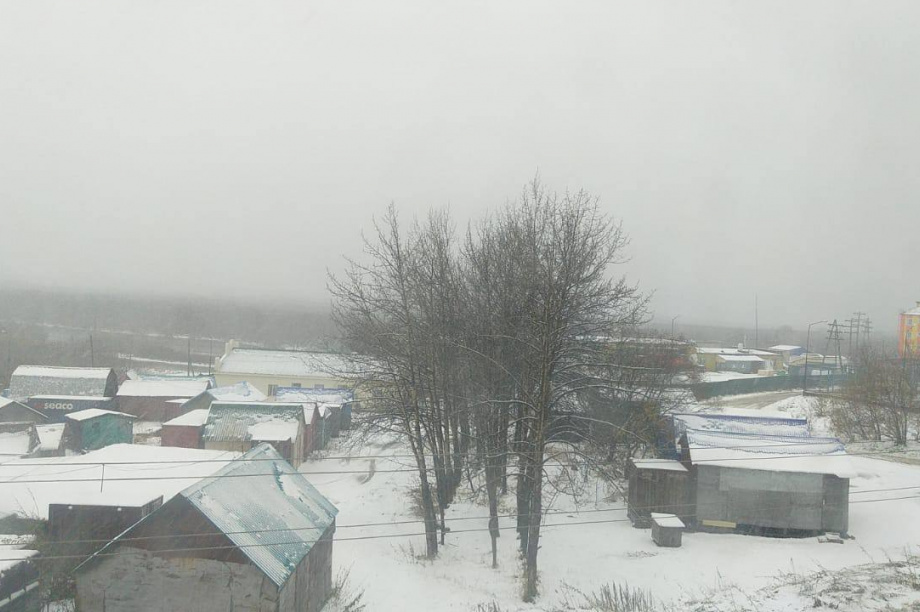 Первый снег выпал в столице Корякии. Фото: t.me/kamchatskiysever