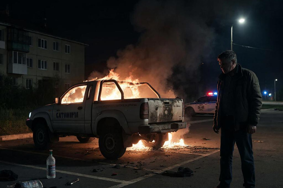 Житель Вилючинска с судимостью задержан за поджог внедорожника . Фото: ИИ